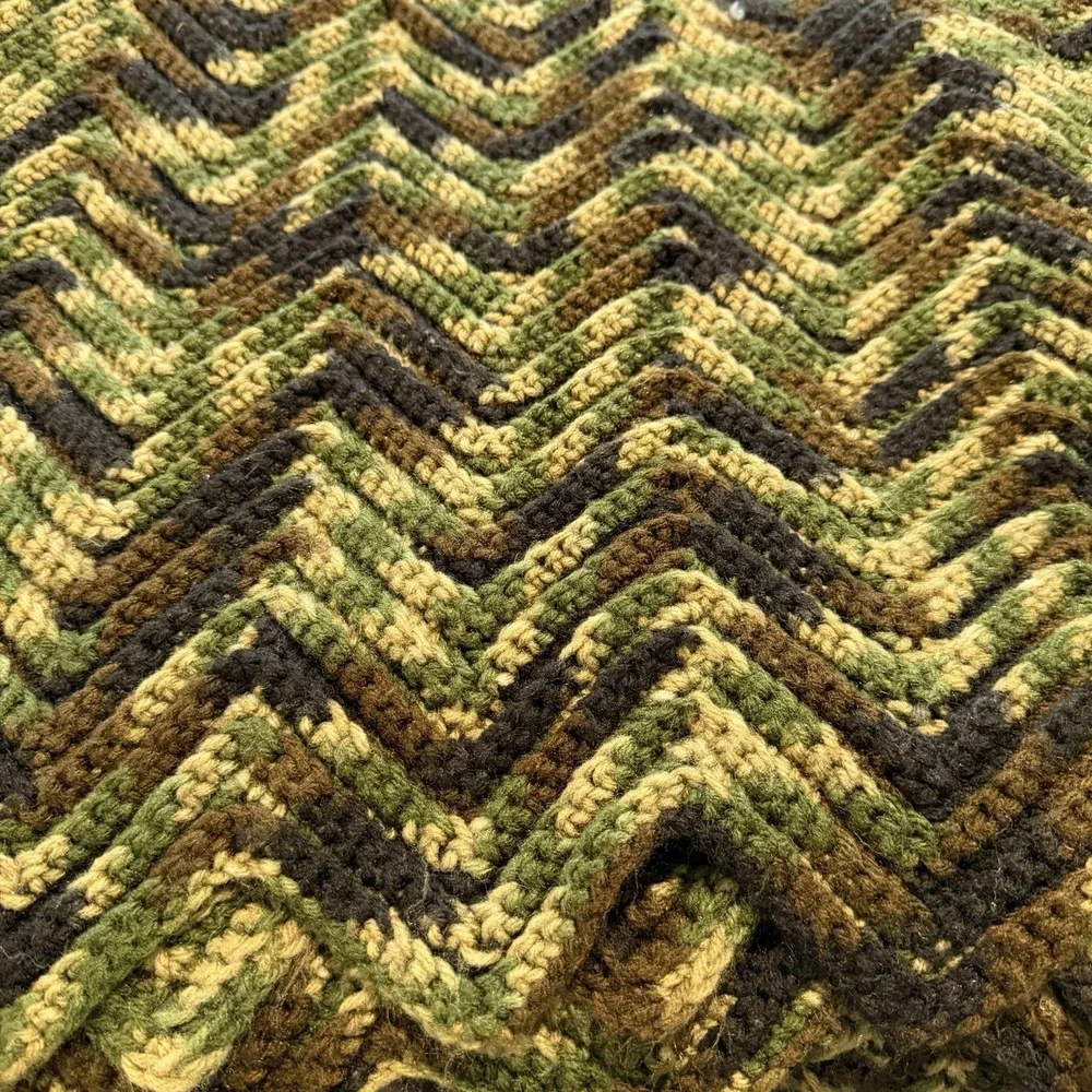 Crochet Afghan Camo Homemade Afghan Blanket Handmade Throw